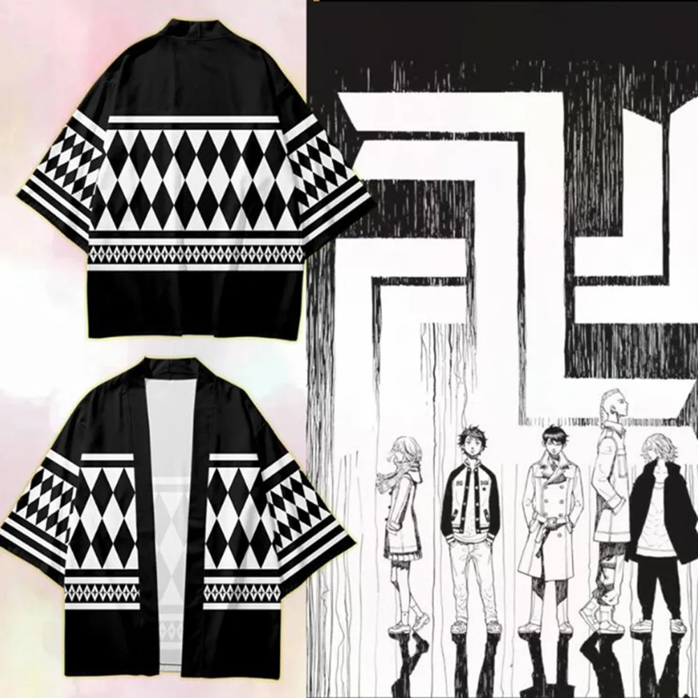 

Anime Tokyo Revengers Kimonos Hanagaki Takemichi Ken Ryuguji T-Shirt Polyester Summer Tees Tops T-shirt Kimono