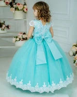 custom ball gown flower girl dress for wedding tulle lace satin bow children infant birthday party gowns