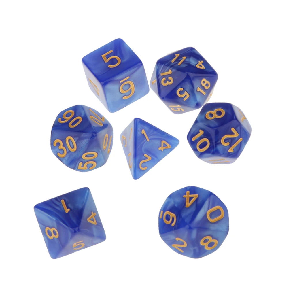 7 шт многогранные кости для подземелий и драконов DND Dados RPG MTG настольная игра D20 D12 D10 D8 D6 D4 набор разноцветных кубиков и кубиков