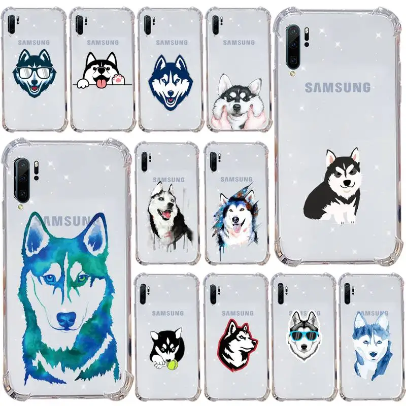 

Husky cute pet animal Phone Case Transparent for Samsung s9 s10 s20 Huawei honor P20 P30 P40 xiaomi note mi 8 9 pro lite plus