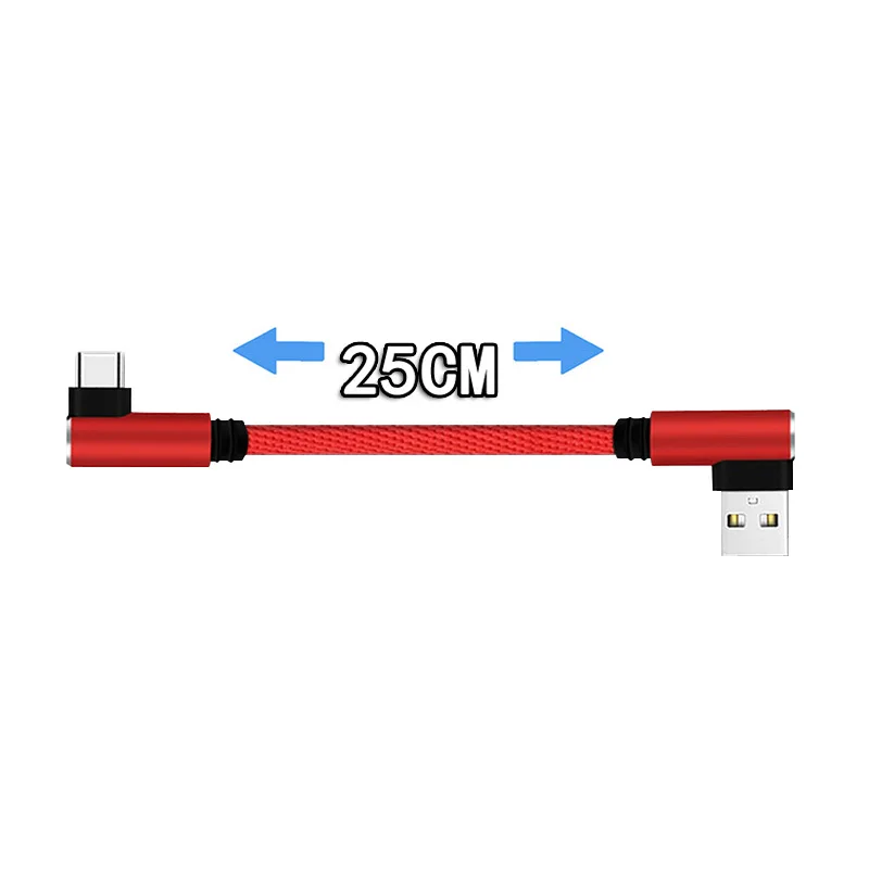 FONKEN 25cm Short Phone Charger Cable USB Type C Mini Angle For Huawei Samsung Charge Micro 2.4A Fast | Мобильные телефоны и