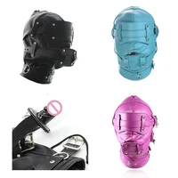 leather head harness dildo gag hood mask bondage bdsm cosplay blindfoldpenis gags sexy costumes exotic sex toy for couples