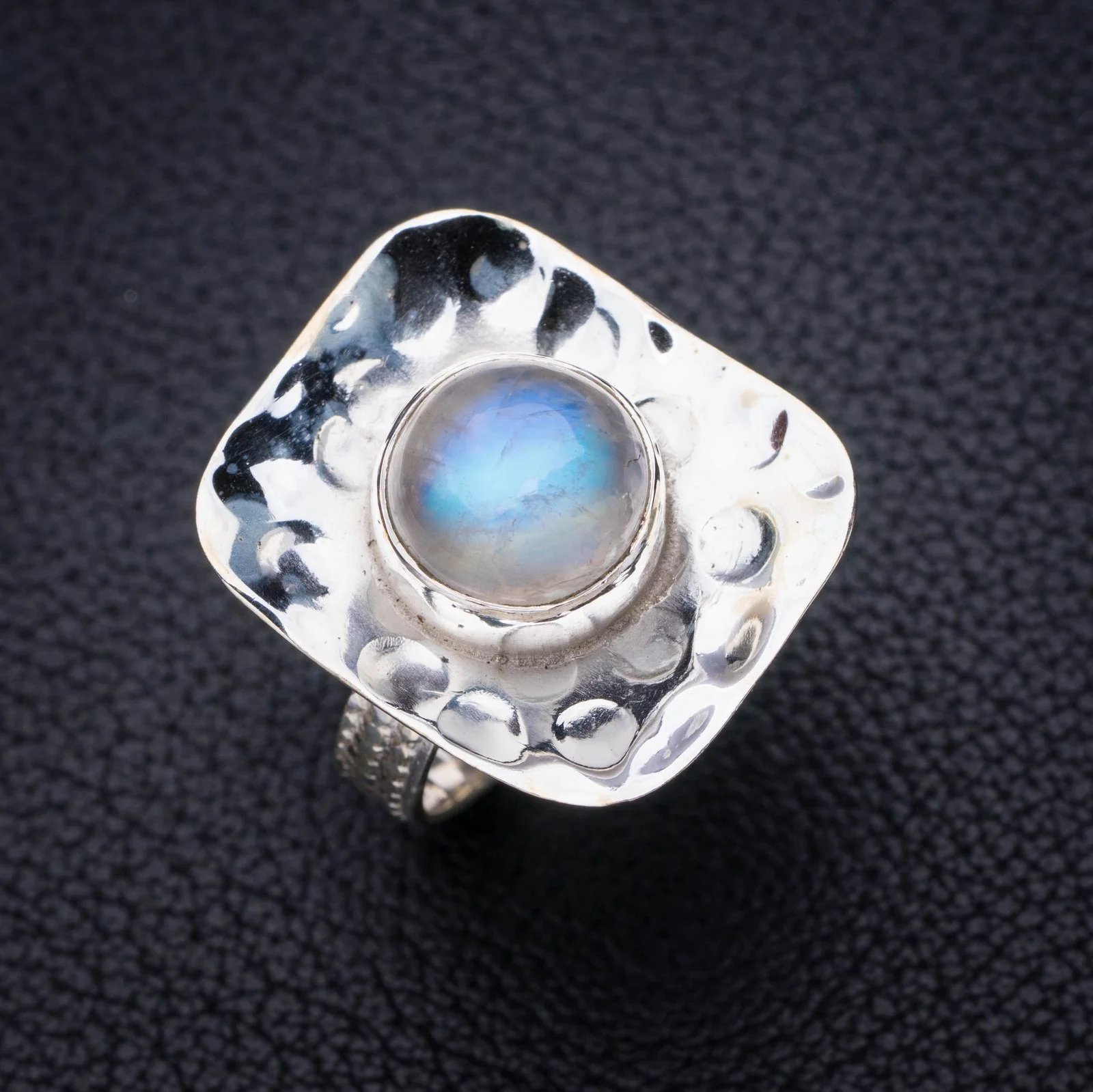

StarGems Natural Moonstone Handmade 925 Sterling Silver Ring 7 E7283