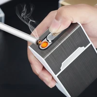 cigarette case lighter usb rechargeable windproof lighters aluminum alloy cigarette boxes cool gift