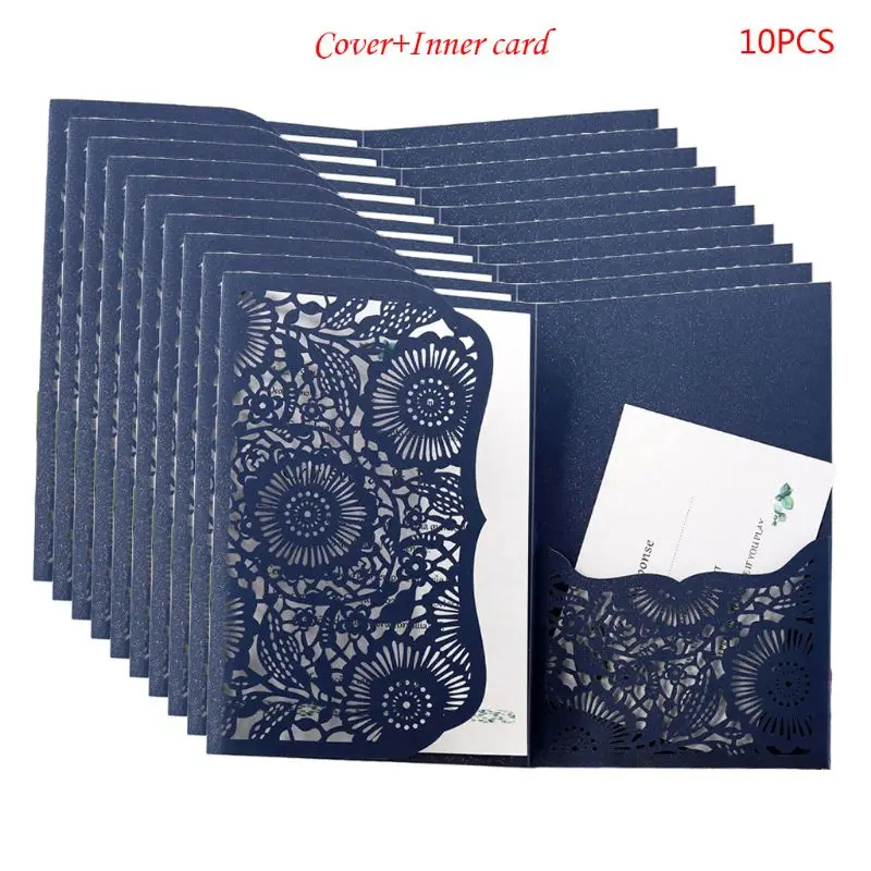 

10pcs/set Cut Luxury Hollow Wedding Invitations Card Elegant Lace Print Personalized Business Wedding Party Decoration