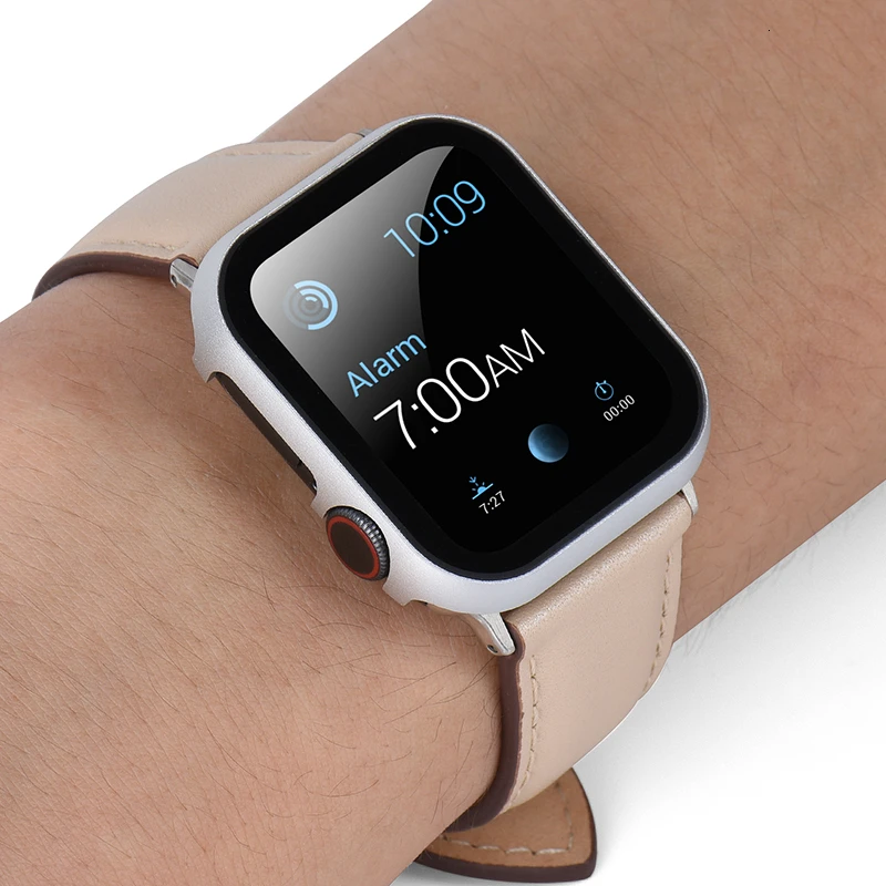 Чехол из закаленной пленки для Apple Watch Series 4, 3, 2, 1, ремешок, чехол 42 мм, 38 м, 40 мм, 44 мм, тонкий алюминиевый чехол, защита для iWatch 4