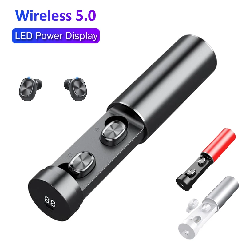 

New TWS Wireless Earphone V5.0 Wireles HIFI Sport Earphone Earbuds Headsets Bass With LED Digital Display Mic for Xiaomi Earbuds
