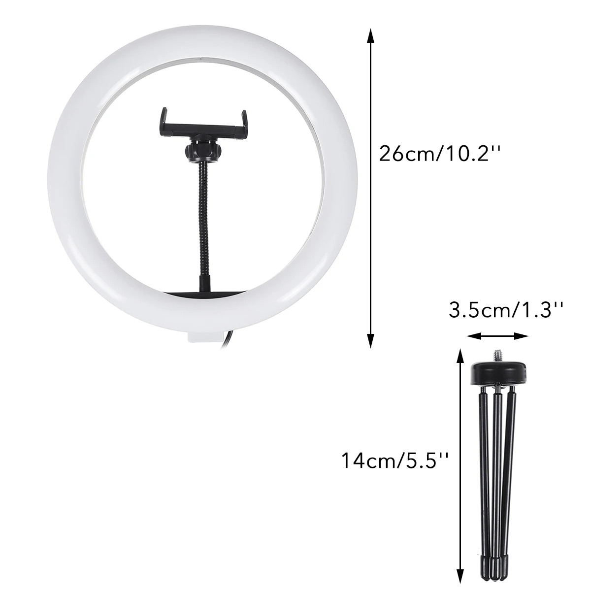 

10 Inch USB Mini Selfie LED Desktop Ring Light with Tripod Stand 17 Color LED Make Up Lights Video Live Phone Selfie Fill Lamps