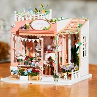 diy dollhouse kit miniature house flower shop roombox assemble model birthday gift toys for children wooden doll house furniture