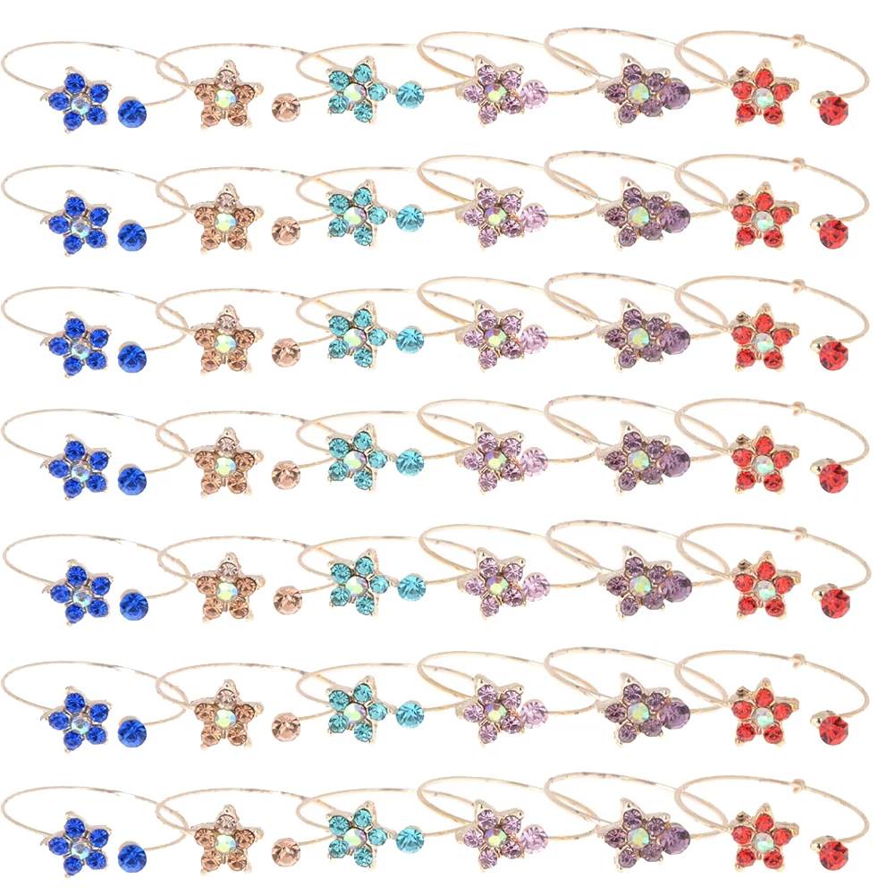 

Imixlot Mixed Lots 5 Pcs Gold Plated Rhinestone Crystal Plum Flowers Rings Open Finger Band