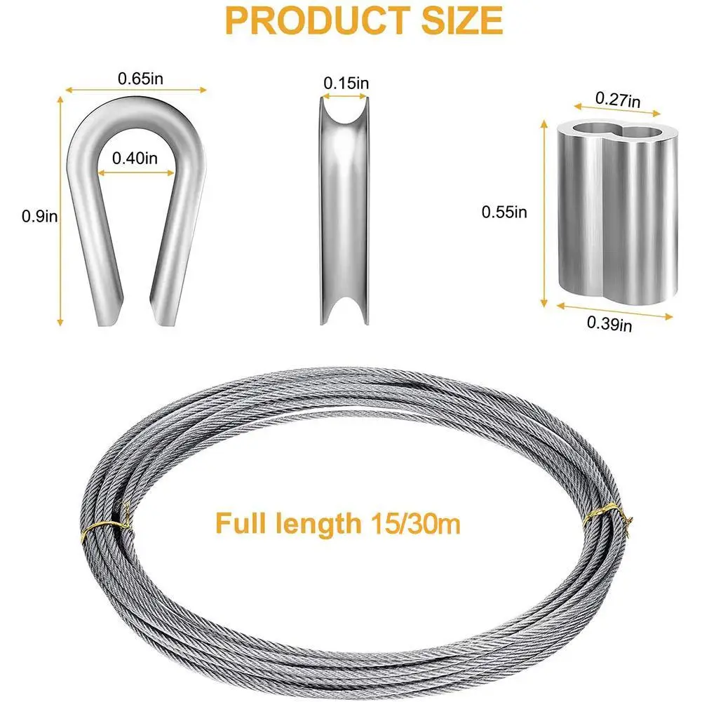 

Steel Wire Rope Cable Guardrail Suspension Kit Home Clothesline Outdoor Tent Rope Chandelier Application Set