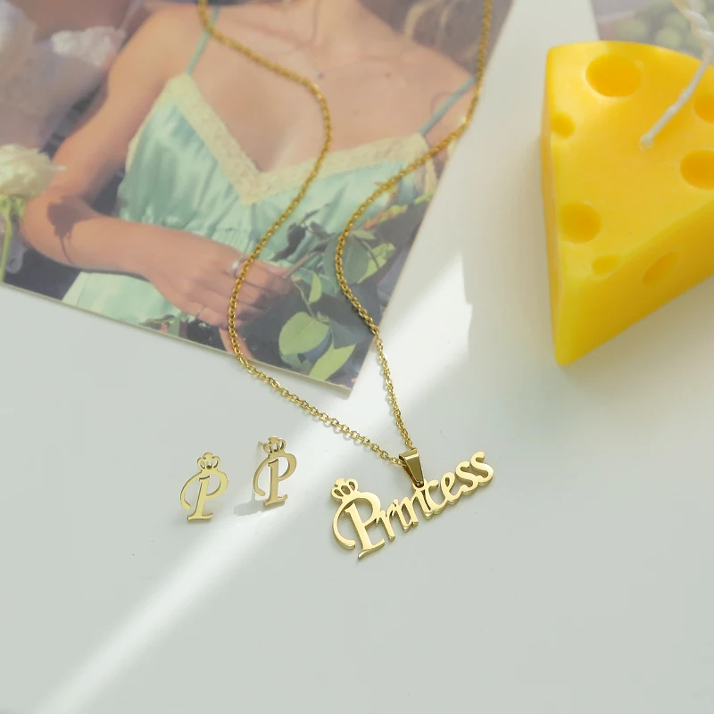 Комплект ювелирных изделий для женщин ожерелье и серьги из нержавеющей стали в