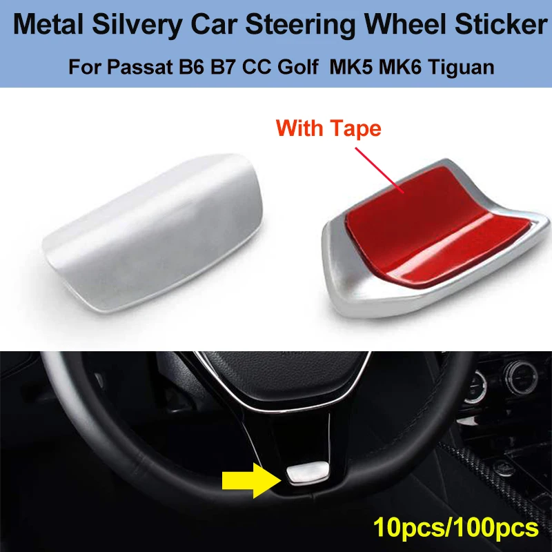

10pcs/100pcs Car Steering Wheel Sticker Auto Emblems Badge Sticker Metal Silver For Passat B6 B7 Golf MK5 MK6 Tiguan