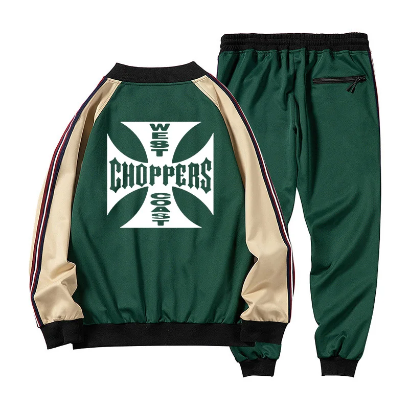 

Fashion Trend West Coast choppers Men's Zip Jacket Spring Autumn Casual High Quality Cotton Men's jacket + pants two-piece suit