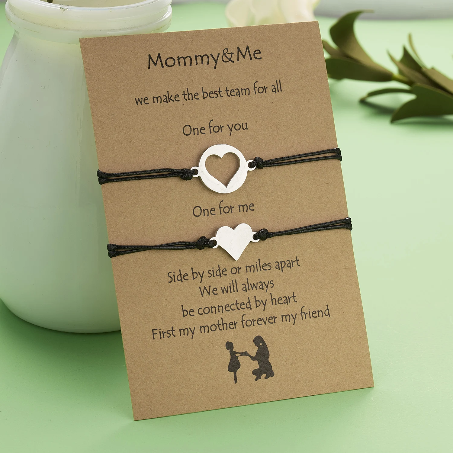 2 шт./компл. бусины в форме сердца для женщин и девушек ручной работы черная нить