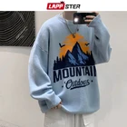 Мужской винтажный пуловер в стиле Харадзюку LAPPSTER, черный вязаный Свитер оверсайз с изображением гор, одежда Y2k, 2022