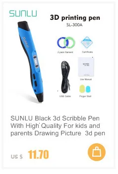 SUNLU 300A 3d Ручка Горячая Распродажа интеллектуальная Живопись 3d печать Ручка светодиодный дисплей расходные PCL PLA ABS нити 1,75 мм черный цвет