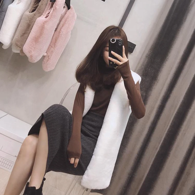 Жилет женский из искусственного меха мягкий меховой жилет без рукавов с