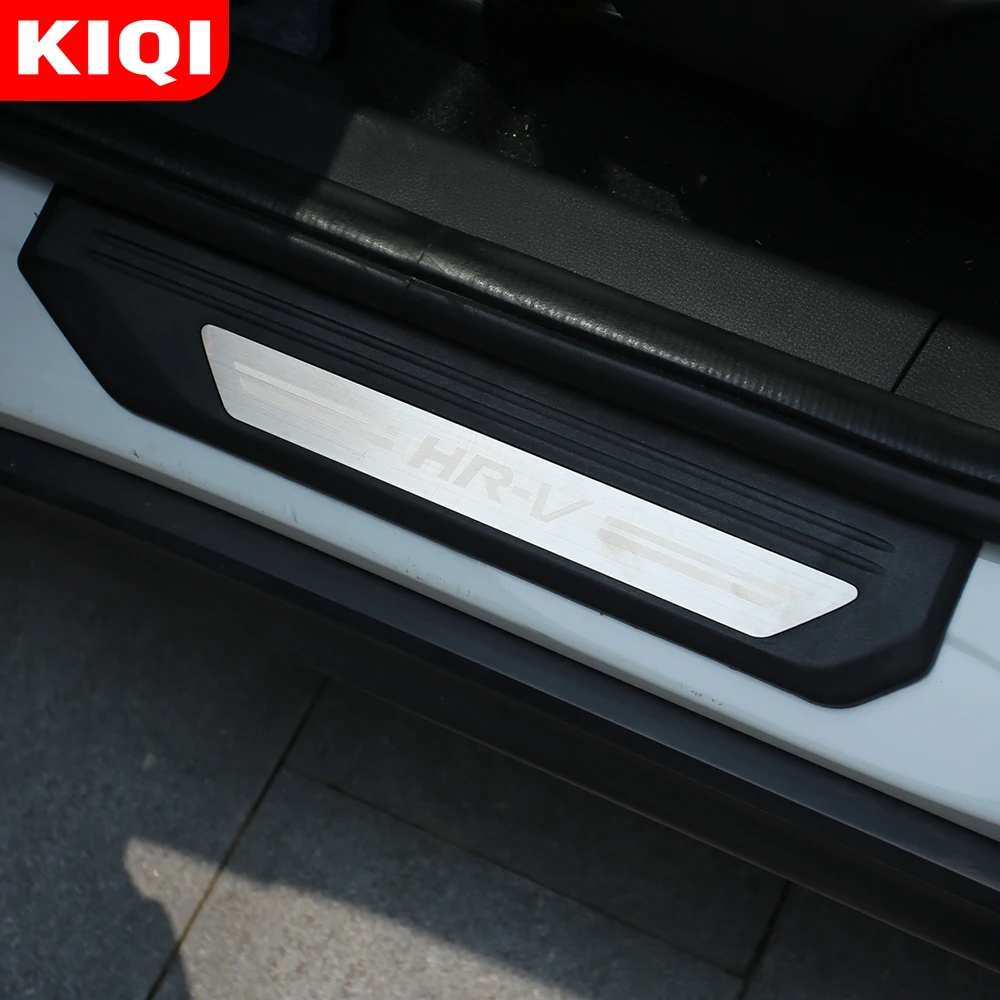 KIQI Car Accessories for Honda HRV Vezel HR-V 2014 - 2021 4Pcs/Set Car Door Threshold Sill Sticker Scuff Plate Decals