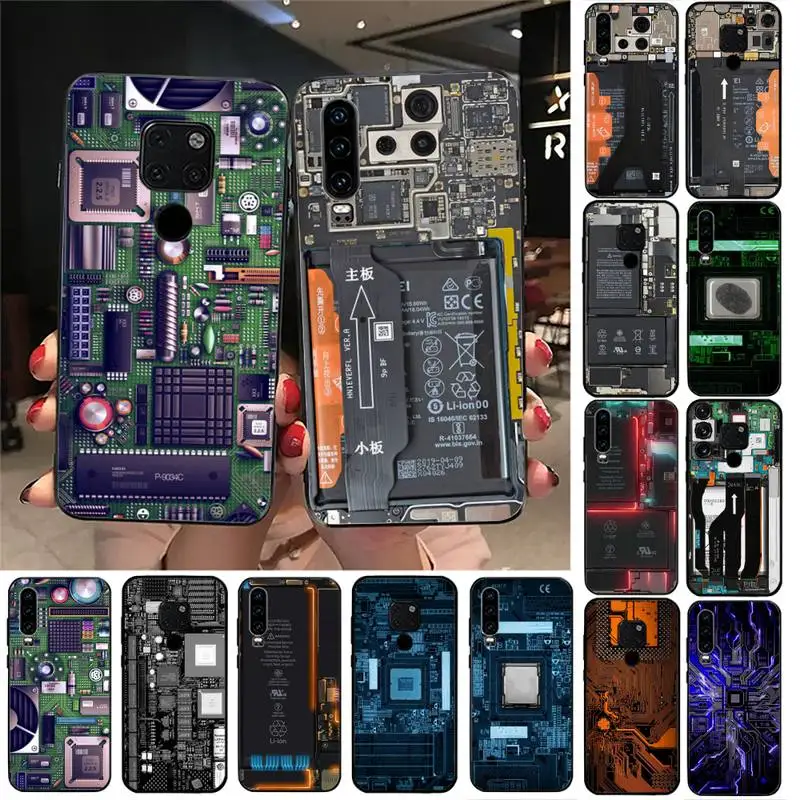 

Motherboard Circuit Board Phone Case For Huawei Nova3I 3E mate9 10 20lite 20Pro 40 30pro funda case