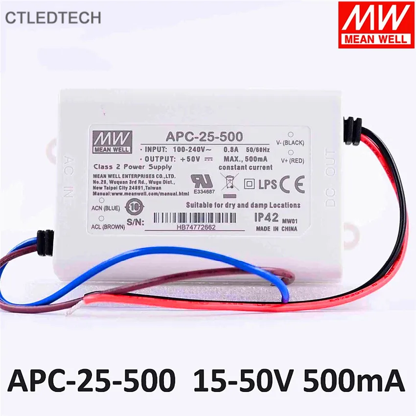 Задний пластиковый чехол Mean Well APC-25-350 25W 350mA 700mA AC-DC APC-25-700 Class 2 для LED Light | Освещение