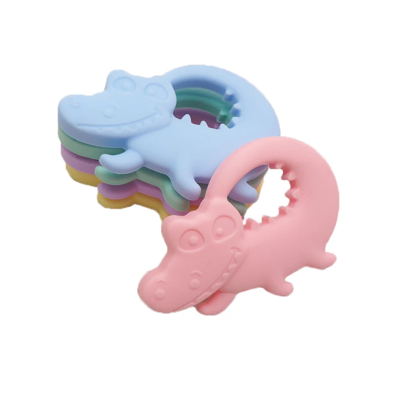 Chenkai 10PCS BPA Free Silicone Crocodile Teether Chewable Pendant Teething Baby Dummy Pacifier For DIY Newborn Shower Gifts - купить по