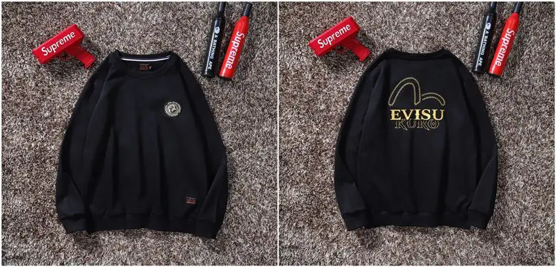 Evisu осенне-зимний мужской свитер с круглым вырезом, теплый дышащий Модный хлопковый свитер с принтом и длинными рукавами для мужчин и женщин, одежда для влюбленных