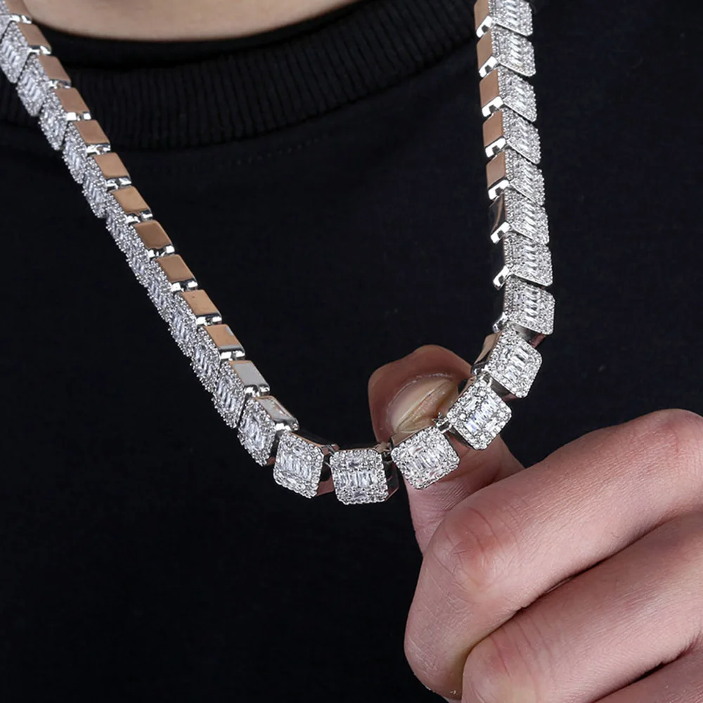 Высокое качество Серебро Золото Цвет Iced Out квадратный AAA кубический цирконовая цепочка роскошные ожерелья хип хоп панковские шармы для мужчин Ювелирные изделия Подарки