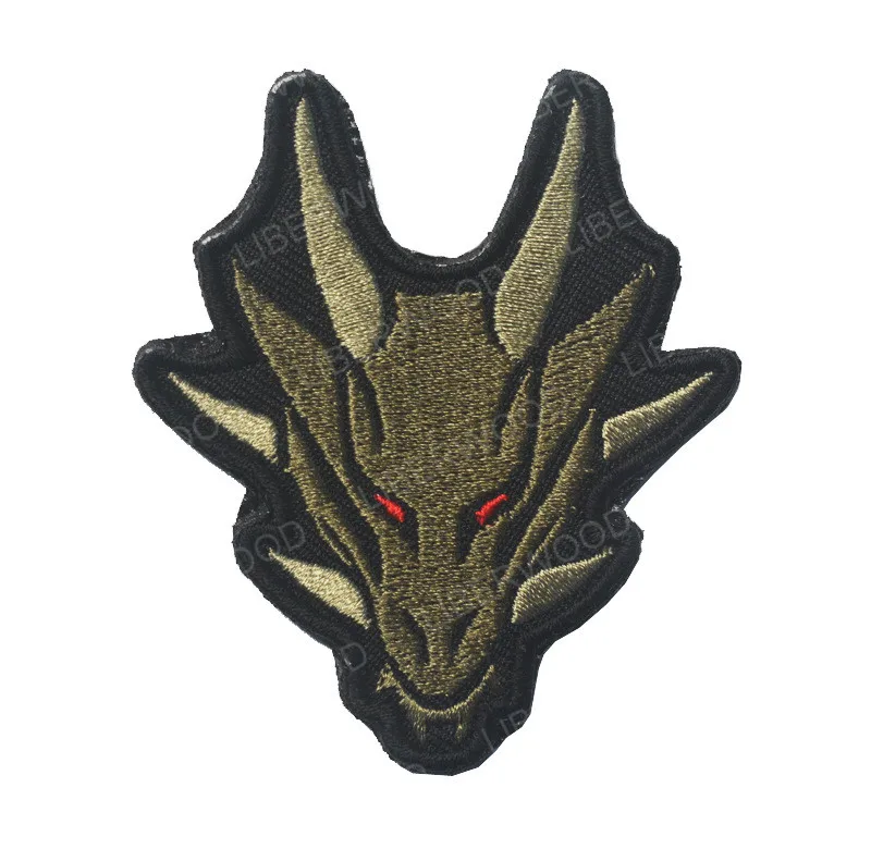 dragon green Вышивка Русский волк Медведь Тигр патч армейский тактический боевой дух Военная эмблема Huskie собака волк Тотем нашивки значки для рюкзака - Цвет: dragon green