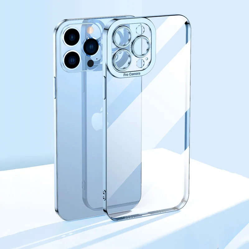

Luxury Silicone Plating Shockproof Armor Case For iPhone 13 12 11 Pro MAX Mini XS X XR 6 7 8 PLUS Clear Soft Cover