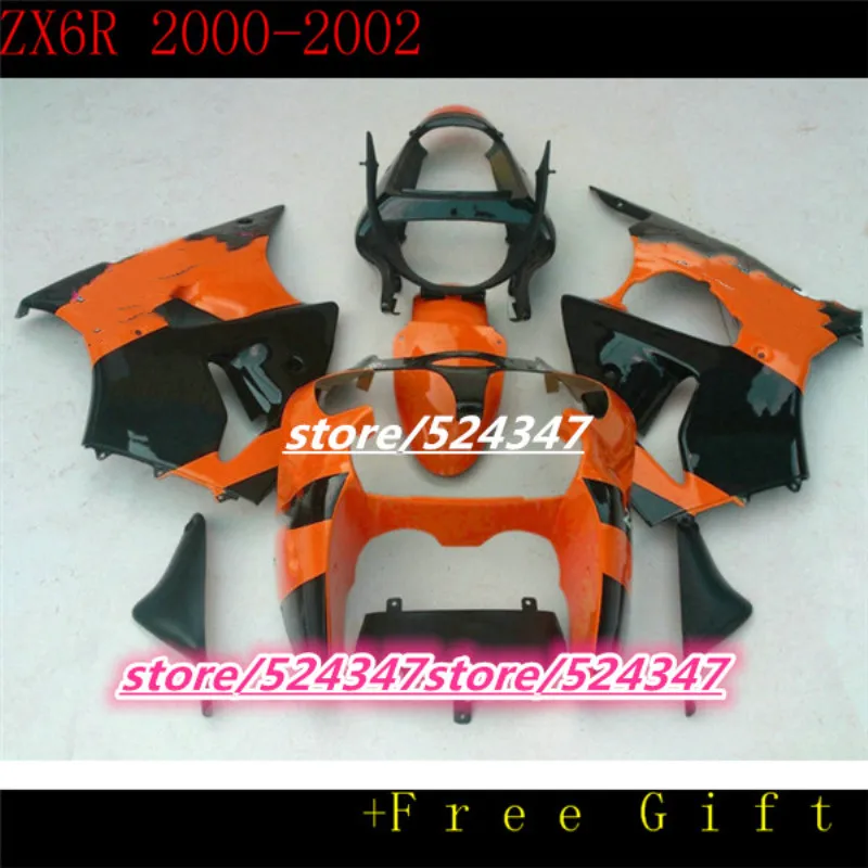 

Custom Injection fairing kits for KAWASAKI Ninja ZX6R 2000 2001 2002 sport motorcycle fairings ZX6R 00-02 orange aftermarket set