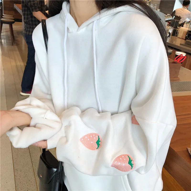 Фото Kawaii Japan purple casual hoodie loose New Ulzzang Harajuku Winter cute long-sleeved peach embroidery chic ins women sweatshirt Женская Kawaii Japan purple casual hoodie loose New Ulzzang Harajuku Winter cute long-sleeved peach embroidery chic ins women sweatshirt Женская