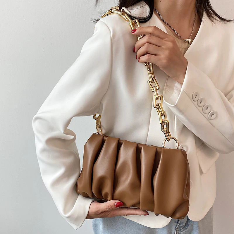 

Luxury Women Pu Leather Thick Chain Handbags Shoulder Bags Designer Ladies Crossbody Bags for Women Casual Female Travel Bag New