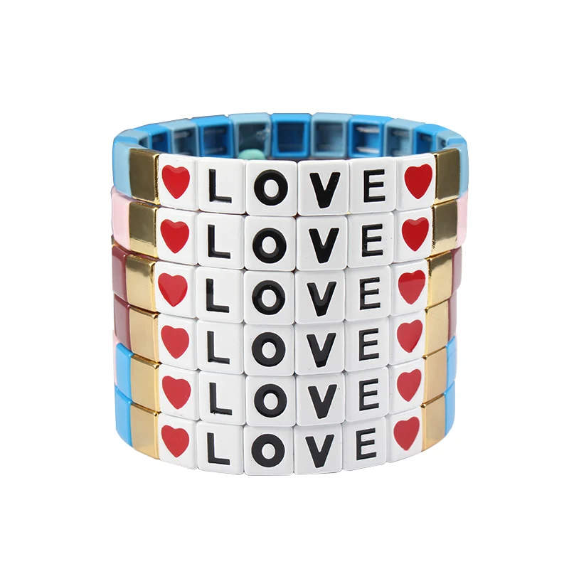 Браслет с надписью LOVE Initial для пар браслет буквами алфавита и тилой шармами