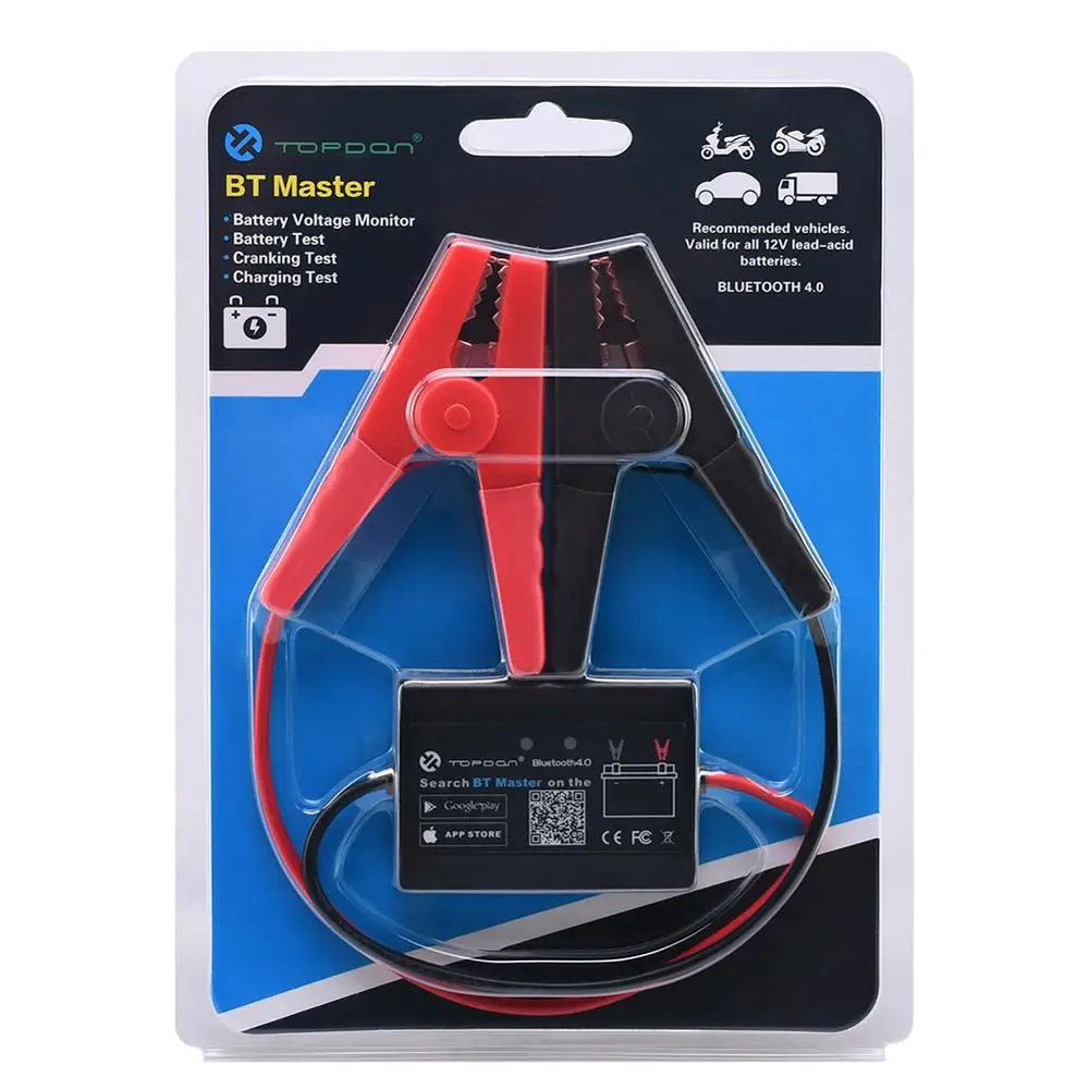 Тестер автомобильного аккумулятора TOPDON 12 В Bluetooth 4 0 монитор беспроводной от 100 до