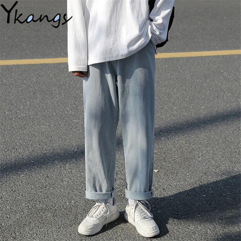 

Vintage High Waist Splicing Women'S Cargo Jeans New Loose Straight Harem Pants Trendy Casual Wide Leg Streetwear Denim Trousers