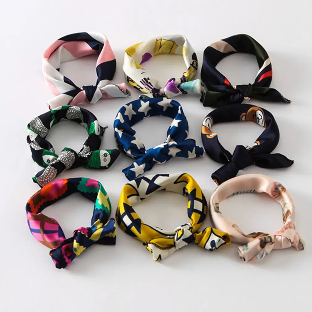 Модный дизайн универсальная одежда с принтом женский шелковый шарф-повязка