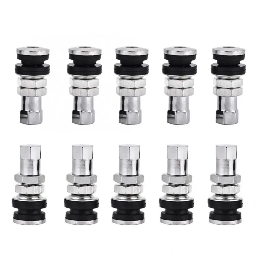 

10pcs TR161 Metal Car Truck Motorcycle Bolt In TubelessTire Tyre Valve Short Stems Kit with Dust Cap