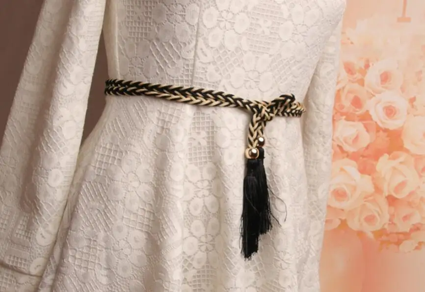 

new fashion Women's Tassel Thin Waist Chain Belt narrow style Waist Rope Decorated Flexible and durable Casual Belts Waistband