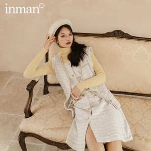 INMAN весенне-осенний элегантный однобортный жилет с оплеткой и манжетами