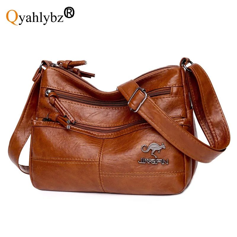 

Женская сумка-мессенджер из мягкой кожи, с несколькими карманами