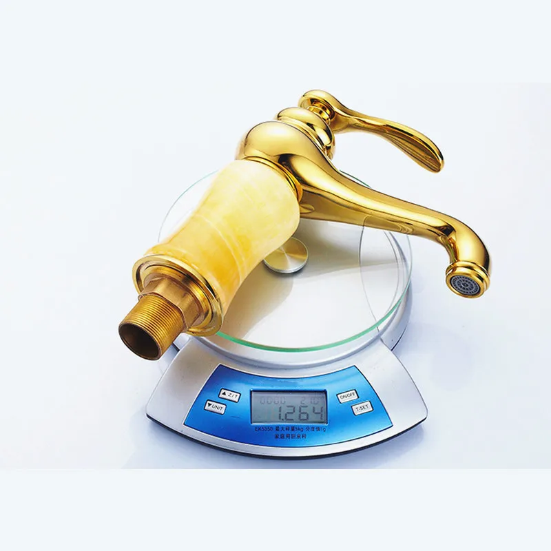 Роскошные мраморные смесители для раковины ванной комнаты золотистый смеситель