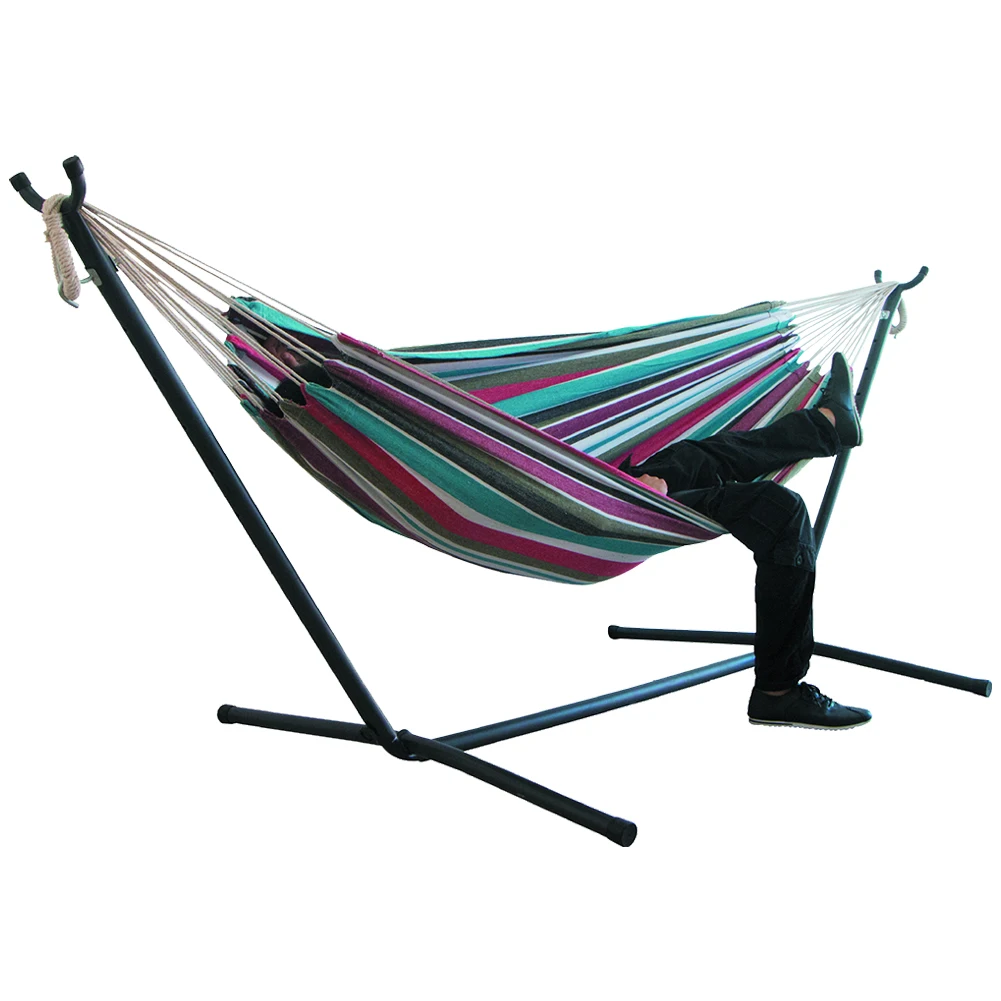 

Two-person Hammock Camping Thicken Swinging Chair Outdoor Hanging Bed Canvas Rocking Chair Not With Hammock Stand 200*150cm