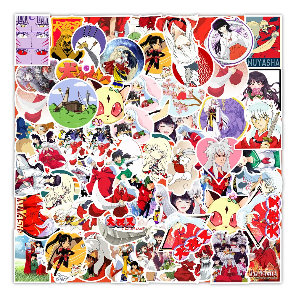 Pegatinas de grafiti skate para ordenador port&aacute;til, 50 Uds., Inuyasha dibujos animados de Anime japon&eacute;s, pegatinas impermeables para maleta, port&aacute;til, guitarra-3