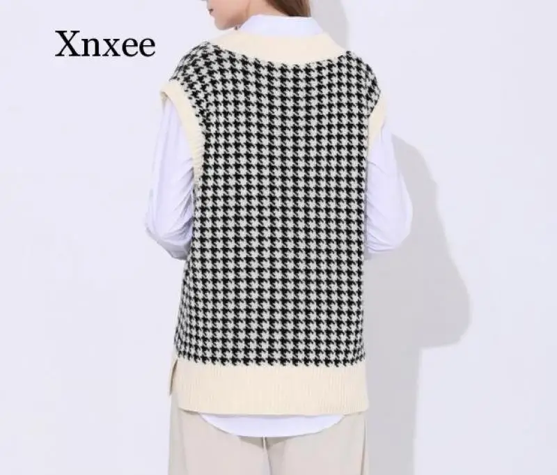 

Women Vest Sweater Fashion Knitted Sweater Loose Vintage Female Waistcoat Chic Oversize Sweater Tops Women Clothes Outfit