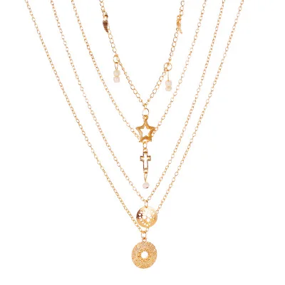 New Gold Color Pendant Necklaces for Women Long Moon Pendant Necklaces Laces Velvet Chokers Fashion Jewelry Gift - Окраска металла: K