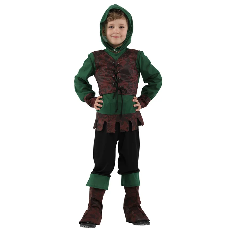 Детский средневековый костюм Archer Hunter Robin Hood для мальчиков на Хэллоуин Пурим