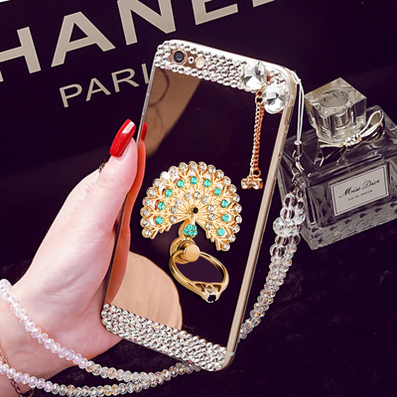 

Bling Diamond Case For Xiaomi MI Note 10 CC9 Pro A3 CC9E Poco X3 Nfc Lanyard Necklace Strap Chain Cover For Xiaomi MI 9 Lite