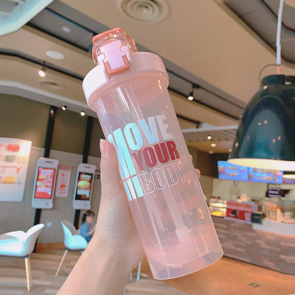 

800Ml Water Bottle with Straw Sport Gourd Leak Proof Eco-friendly Hiking Camping Plastic Bicycle Bottle Travel Cups Drinkware