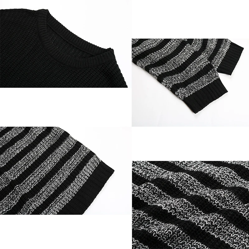 

2020 New Casual Loose Fall Sweaters for Ladies Women's Long Oversized Knit Jumpers Color Block Strip Autumn Spring Pullovers